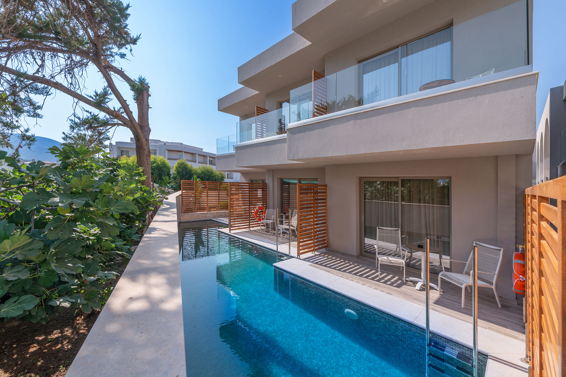 Pool shared across three rooms