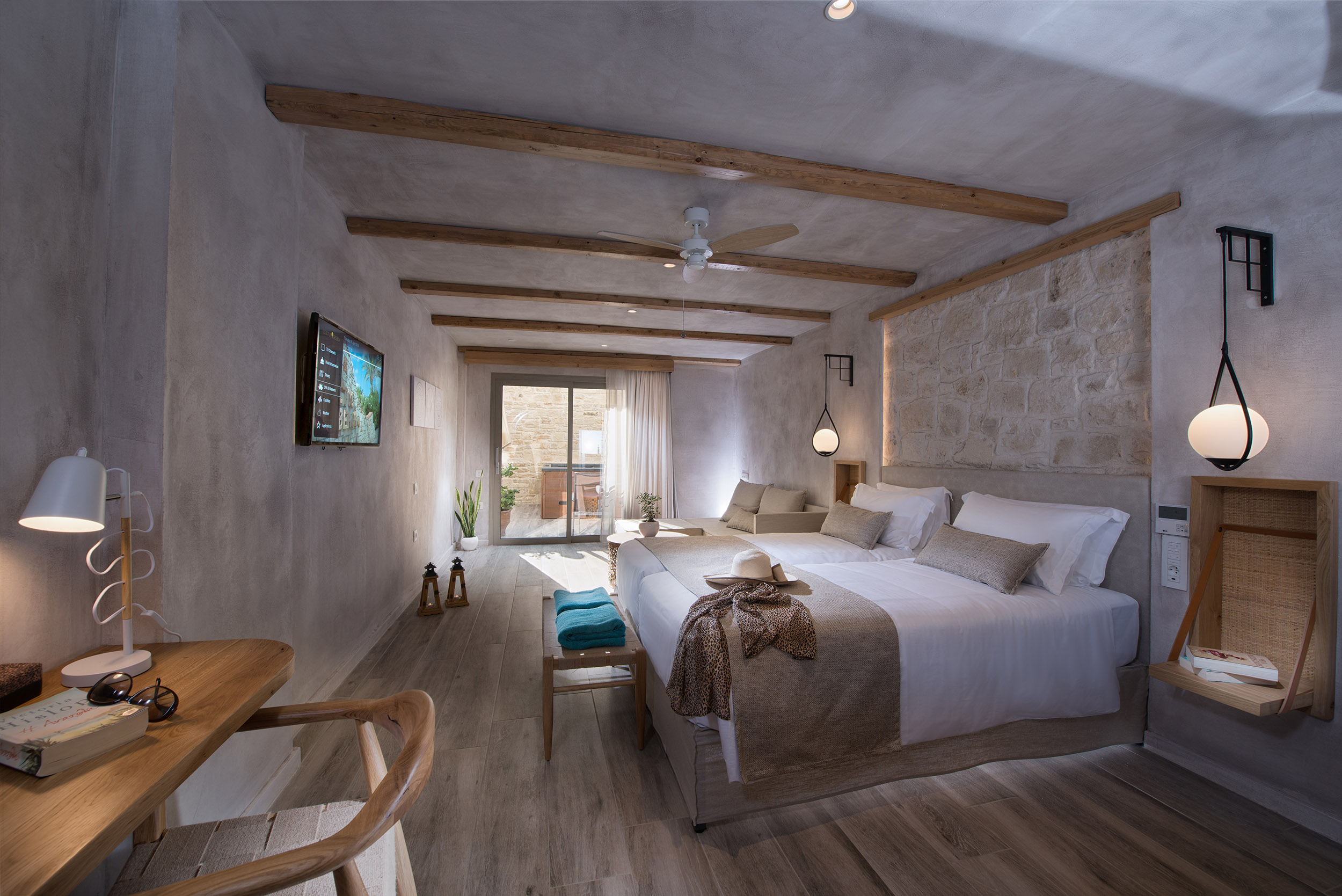 Suite with jacuzzi room double bed and decorations