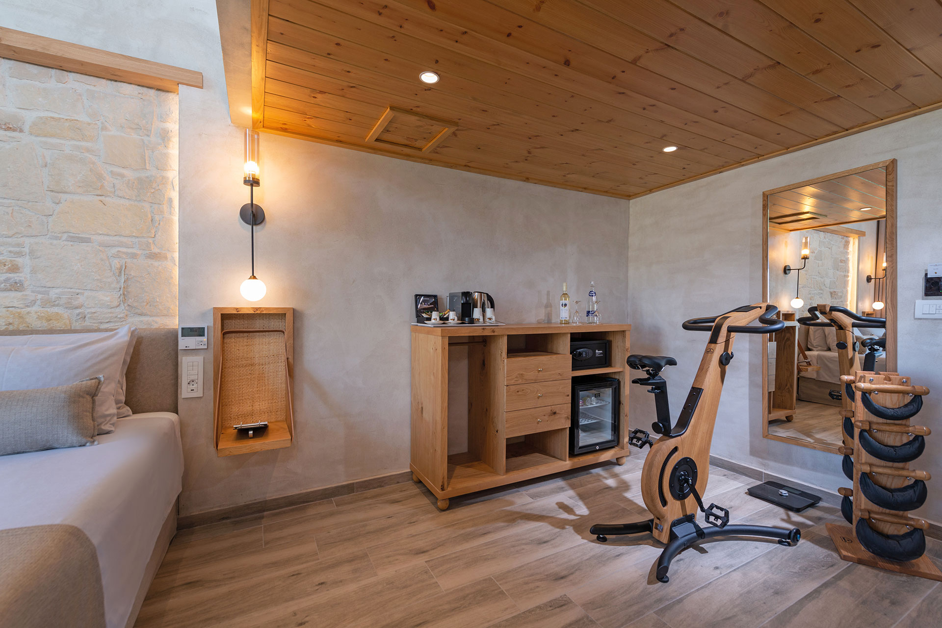 Loft room minibar and amenities