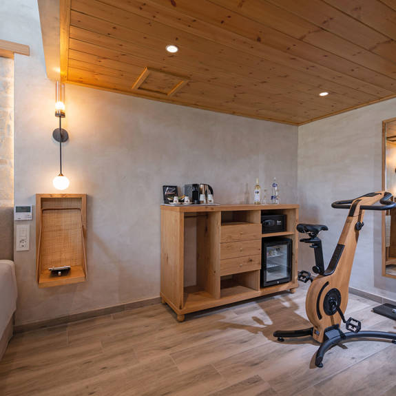 Loft room minibar and amenities