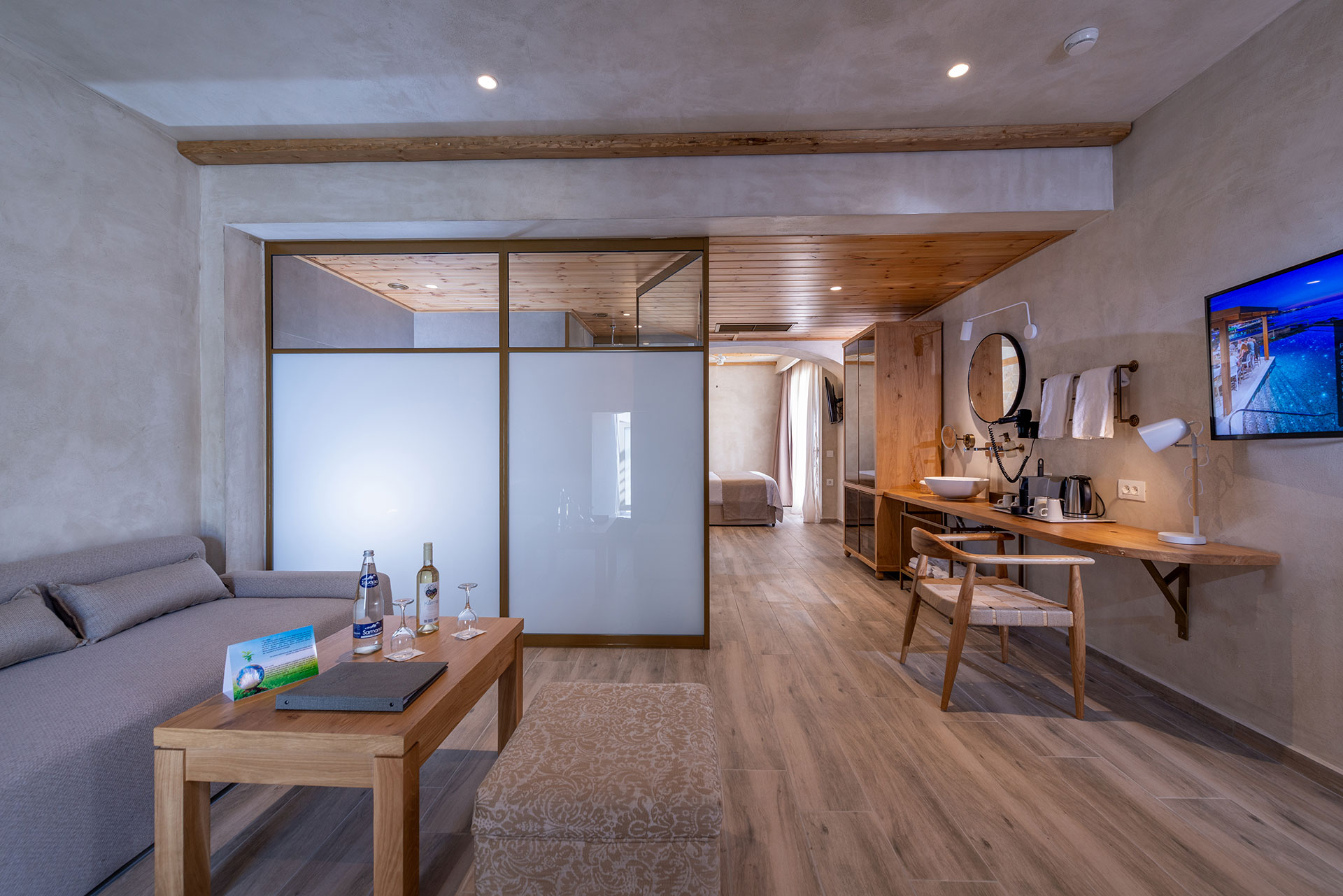 Suite sharing pool room living room